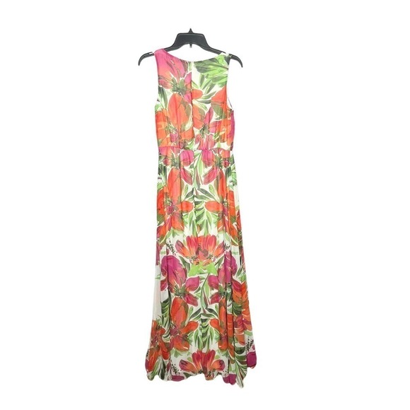 Eliza J Tropical Hawaiian Floral Maxi Chiffon Dress Size 6 - Picture 2 of 11